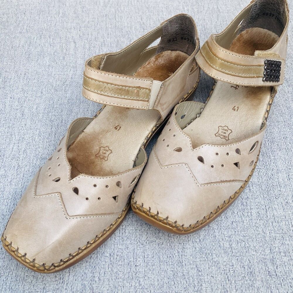 Remonte Dorndorf Leather Mary Jane Comfort Shoes EU 41 Beige Boho Walking